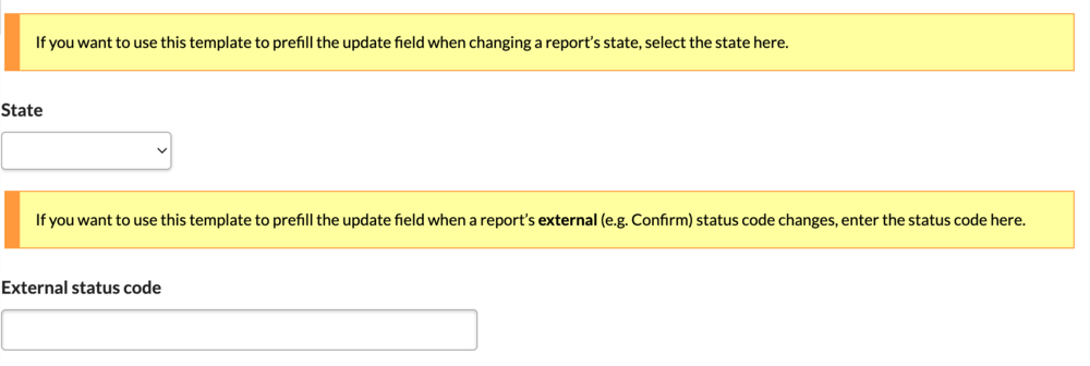 States or external status codes tell FixMyStreet when to send this response